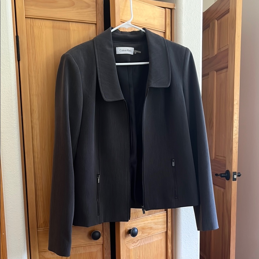 Calvin Klein Gray Tailored Blazer Professional Suit Jacket